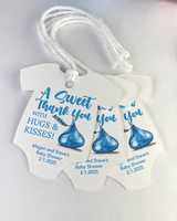 Étiquettes de cadeau pour baby shower « Hugs Kisses » durables et imperméables pour filles et garçons, fournitures cadeaux, décoration de baptême bébé