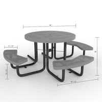 Table de pique-nique en métal d'extérieur ADA de 46 pouces, couleur personnalisée, article de haute qualité, fabrication OEM, mobilier d'extérieur personnalisé en fer, parc, école