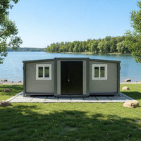 Maison conteneur de luxe extensible, préfabriquée, pliable, modulaire, mini-maison de 20 pieds, villa mobile portable avec grande fenêtre en verre