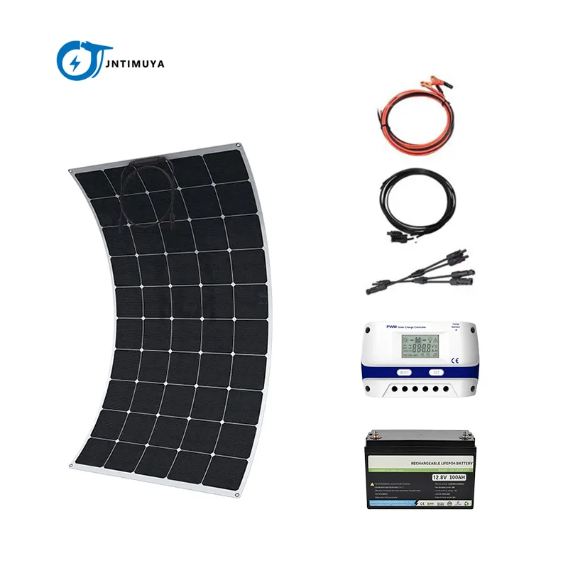 Iem100 w painéis solares flexíveis com mppt, conjunto de painéis solares com carregador de bateria de 12v, 200w/300w/400w e controlador mppt