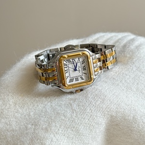 Montre à quartz pour femme Scottie 9100, bracelet en acier inoxydable, boîtier carré, fermoir papillon, étanche 3 ATM, or jaune, chiffres romains - Product Image 2