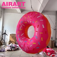 Donut gonflable suspendu, utilisation en magasin de desserts, décoration de donut gonflable rose