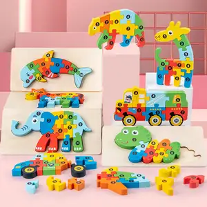 Educatief Speelgoed Voor Kinderen Populaire Kinderen Grappige Houten 3d Peuter Kleur Puzzel