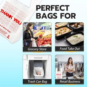 Bolsas de compras de comestibles reutilizables desechables blancas, asas de grado alimenticio para uso en exposiciones de supermercados, camisetas de agradecimiento, bolsas de plástico - Product Image 3