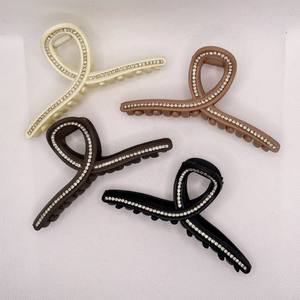 Rhinestone Claw Hair <b>Clip</b> for Women Plastic Grip Back Head Hair Accessory Daily Use Frosted Colors Sweet Style 13CM Tiyo Brand - Product Image 1