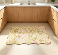 Tapis antidérapants imperméables en mousse PVC florale 2 pièces, anti-fatigue et rembourrés, pour cuisine, buanderie, chambre – Faciles à nettoyer, modernes
