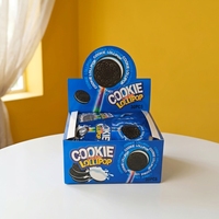 Sucettes en forme de biscuits, multicolores, saveur chocolat, emballées individuellement, boîte de présentation pour enfants