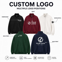 Unisex winter eco-vriendelijke oversized shirt met rits, 500g polyester/katoen, plus size, voorzijde logo, stijlvolle nachtblauw ebbenhout karmozijnrood