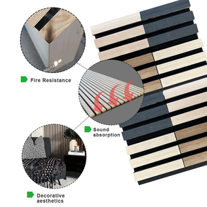 Paneles de pared de listón acústico de madera de precio razonable de fábrica estándar respetuoso con el medio ambiente sin bordes - Product Image 3
