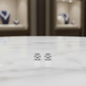 Tiffany & Co. Orecchini a Perno Rotondi con Cristalli da 5mm, Montatura a Griffe in Argento 925, Classici da Donna per Uso Quotidiano - Product Image 2