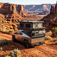 Caravane tout-terrain moderne de type King-Size, avec camping-car amovible en aluminium, cuisinière à induction intégrée, étanche et extensible