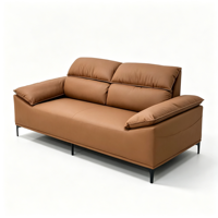 Canapé-lit carré moderne et minimaliste en cuir véritable écologique, deux places, avec cadre en bois et rembourrage en éponge, utilisation multi-scènes