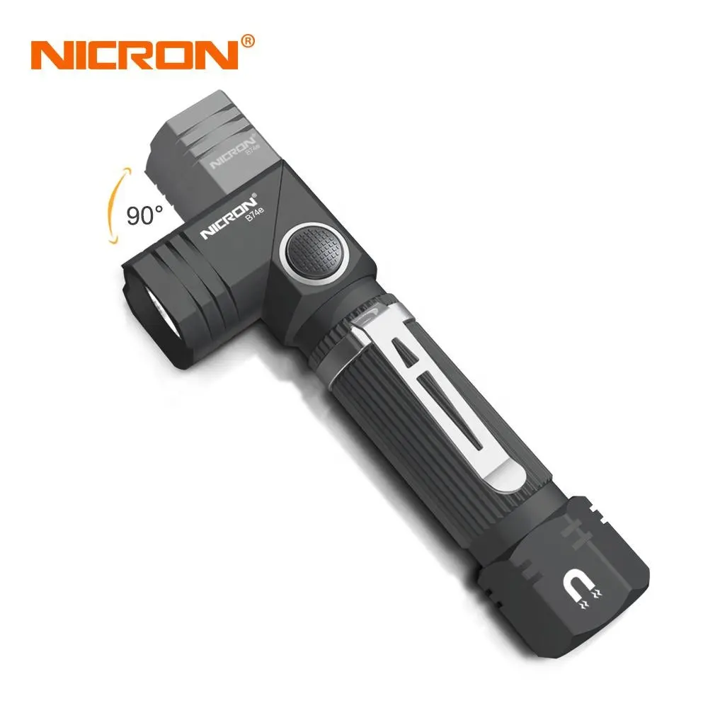 2022 Good Selling New Arrival NICRON B74e Magnet 90 Degree TWIST Pocket Flashlight Magnetic base Latest Aluminum Flashlight