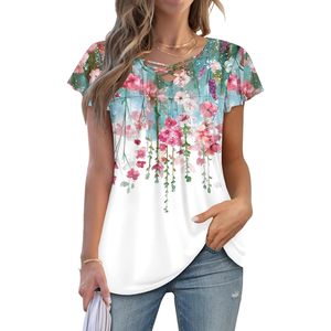 2025 Women's Plus Size XL <b>Tops</b> Casual Blouse V Neck Short Sleeve Tunic <b>Top</b> <b>Lace</b> Decoration High White <b>Pink</b> Summer Shirts - Product Image 1