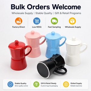 Cafetière <span class=keywords><strong>Moka</strong></span> en céramique créative, forme octogonale, pour cuisinière, couleur personnalisée, OEM ODM, vente en gros - Product Image 6