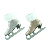 Nouvelle conception de chaussures en plastique à paillettes, ornement de Noël, forme de patins à glace, charme pour arbre de Noël