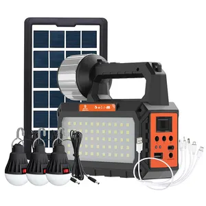 EP-0118 solar panel DC charge portable solar lighting system kit mini solar lighting station with bulb FM radio for camping