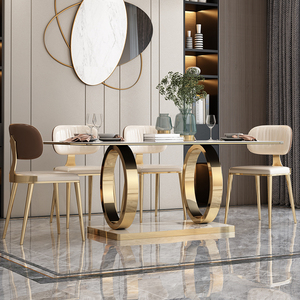 Muebles para el hogar ligeros, mesa de comedor de lujo moderna, parte superior de mármol, Base elegante para comedor, venta al por mayor - Product Image 2