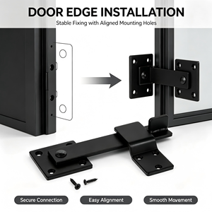 Charnière de porte coulissante en acier noir avec vis, design industriel, quincaillerie durable - Product Image 2