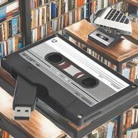 Clé USB personnalisée en forme de cassette avec enregistreur vocal, 1 Go à 32 Go, design cassette, pack mémoire 128 Go dans un coffret cadeau