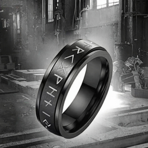 Viking Punk <strong>Spinner</strong> <strong>Rings</strong> 18K Gold Plated Stainless Steel Topaz NorsRunes Fidget <strong>Spinner</strong> Men's Unisex Anxiety Relief Gift - Product Image 3