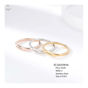 <span class=keywords><strong>Bague</strong></span> en acier inoxydable plaqué or, tendance, personnalisée, <span class=keywords><strong>gravure</strong></span> de lettres anglaises, photo, cadeau de <span class=keywords><strong>mariage</strong></span> ou de fiançailles pour femme - Product Image 3