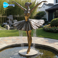 Sculpture de fontaine de danseuse de ballet en bronze plaqué antique sur mesure grandeur nature pour la décoration de jardins et parcs extérieurs traditionnels