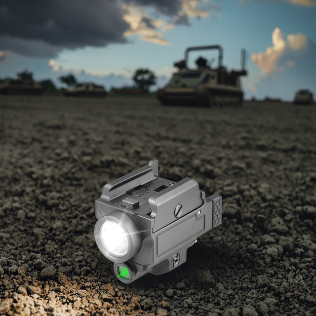 Customizable Rechargeable Tactic LED Flashlight with Green Light Laser Aluminum Alloy Body IP65 Rating for Camping USB Charging