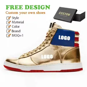 Envío gratuito, zapatillas deportivas personalizadas Gold Trumps para correr, Trumps Never Surrender Gold High Top, zapatillas de baloncesto