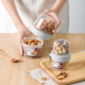 <strong>Breakfast</strong> Go Cups PP Plastic Overnight Oats Cereal Milk <strong>Container</strong> Double Sealed Compartment Airtight Large Capacity Portable - Product Image 5