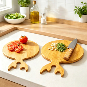 Tabla de cortar de bambú redonda multifuncional para frutas, verduras y uso en la cocina - Product Image 2