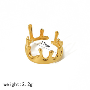 Crown Shape Stainless Steel <b>Ring</b> <b>Adjustable</b> Opening Unisex Fashion Jewelry Gift - Product Image 3