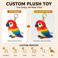 Porte-clés en peluche personnalisé, perroquet ara, jouet en peluche doux, porte-clés coloré pour sac, sac à dos, cadeau, vente en gros