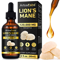 ArtoaLabs Gouttes liquides orales de Crinière de lion 60 ml, personnalisées/en stock, pour améliorer les niveaux d'énergie, stimuler la fonction immunitaire, complément à base de plantes pour adultes