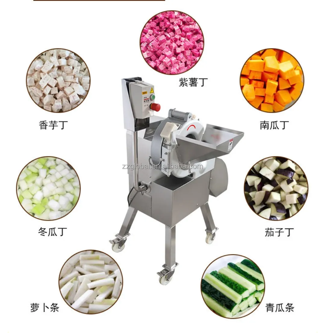 Máquina cortadora de verduras con ahorro de energía global, cortadora de chips, máquina cortadora de frutas, máquina cortadora en cubitos