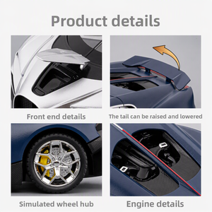 Modèle de supercar en alliage moulé sous pression à l'échelle 1/24 avec lumières et effets sonores, voiture jouet de simulation avec portes et capot ouvrables, cadeau <span class=keywords><strong>pour</strong></span> garçons - Product Image 4