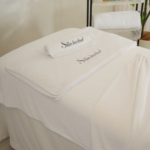 Serviettes dédiées SPA Salon de beauté épaissi Logo personnalisé Ensemble de serviettes de bain et de cheveux Motif <span class=keywords><strong>Serviette</strong></span> de lit <span class=keywords><strong>personnalisée</strong></span> Votre nom - Product Image 3