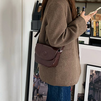 Bolso Retro Coreano de PU, Nueva Textura, Moderno, Versátil, para Uso Diario, Invierno, Otoño, Verano, Impermeable, Portátil, de un Solo Hombro