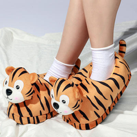 Pantoufles d'hiver personnalisées antidérapantes et respirantes en peluche motif tigre mignon, légères avec semelle intermédiaire en plastique, pour couple, motif animal