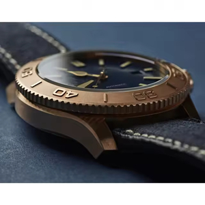 Vente directe d'usine, montre mécanique automatique en cuir véritable, bracelet en bronze pour homme - Product Image 4