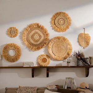 Sıcak satış ekstra büyük rafya saman ev duvar dekor el yapımı dokuma öğeler için güzel natürmort bahar ev dekorasyon - Product Image 3