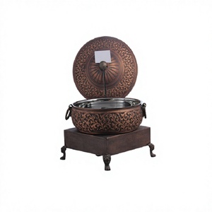 Embossed Design Copper Chafing <b>Dish</b> With <b>Stand</b> Bestest Quality Round Shape Food Chafing <b>Dish</b> For Top Selling - Product Image 1