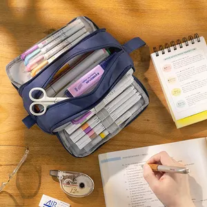 Wholesale office fancy multi-functional large capacity storage pencil pen storage zipper bag pouches School Stationery Supplies