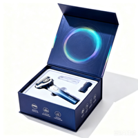 Boîte cadeau personnalisée pour rasoir homme, boîte rigide en carton argenté métallisé avec impression UV inversée, emballage de luxe pour rasoir, boîte de présentation haut de gamme