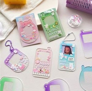 Thăng hoa trống Acrylic Keychain với Sticker DIY tay tài khoản, điện thoại di động hình dạng trong suốt long lanh Gradient Key tag motel - Product Image 1