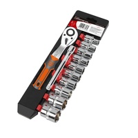 KAFUWELL-Llave de trinquete para reparación de automóviles, Kit de herramientas para el hogar, juego de enchufes, SS3730G, 1/4 CR-V, 22 Uds.