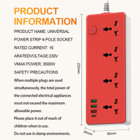Multiprise universelle avec ports USB et Type-C, protection contre les surtensions, vente chaude