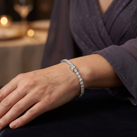 Bracelet tennis 5 carats à quatre griffes, diamant de laboratoire taille ronde 3 mm, or blanc massif 18 carats, 6,5 pouces, fabrication de bijoux sur mesure