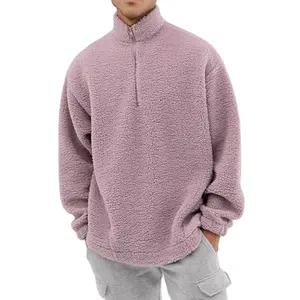 Oversized Fit Custom Design Mens High Neck Fleece Half Zip Fleece Sweatshirts