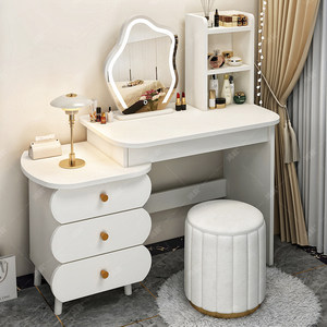 Table de maquillage moderne de luxe pour femme, <span class=keywords><strong>avec</strong></span> éclairage, miroir et chaise, en vente - Product Image 1